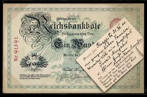 AK Es bringe dir der Reichsbankbote jeden Tag so eine Note, Geld