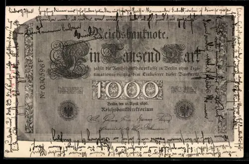 AK Berlin, Geldschein über eintausend Mark