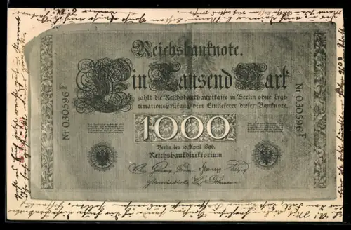 AK Berlin, Geldschein über eintausend Mark