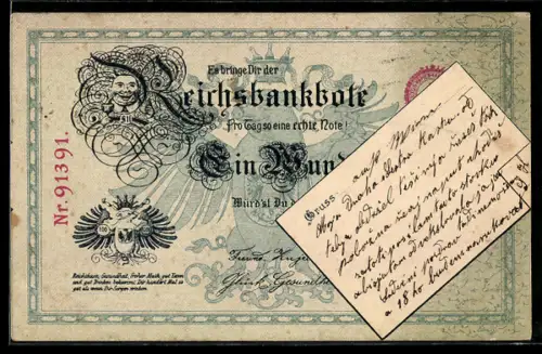 AK Es bringe dir der Reichsbankbote jeden Tag so eine Note, Geld