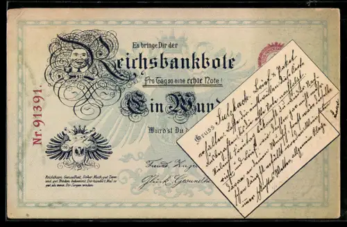 AK Es bringe dir der Reichsbankbote jeden Tag so eine Note, Geld