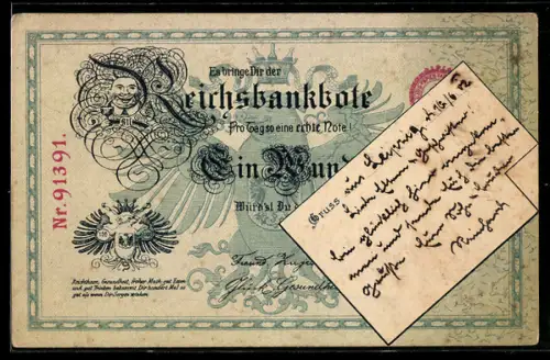 AK Es bringe dir der Reichsbankbote jeden Tag so eine Note, Geld