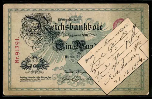 AK Es bringe dir der Reichsbankbote jeden Tag so eine Note, Geld