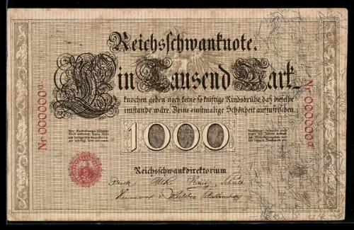 AK Geldschein über eintausend Mark