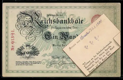 AK Es bringe dir der Reichsbankbote jeden Tag so eine Note, Geld