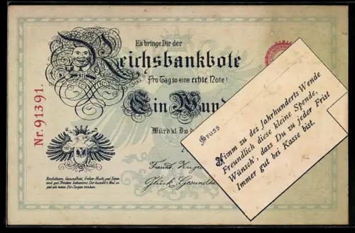 AK Es bringe dir der Reichsbankbote jeden Tag so eine Note, Geld