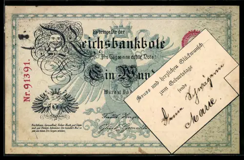 AK Es bringe dir der Reichsbankbote jeden Tag so eine Note, Geld