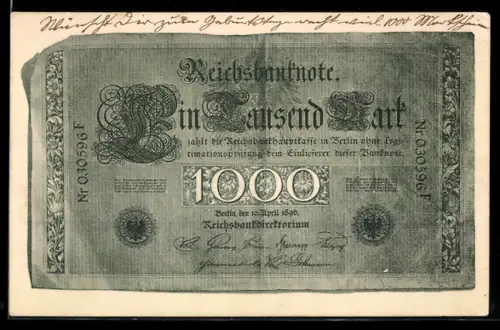 AK Berlin, Geldschein über eintausend Mark