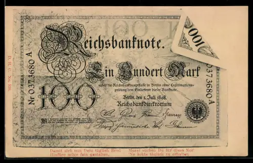 AK Berlin, Geldschein über einhundert Mark