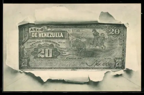 AK Geldschein Venezuela, 20-Bolívares-Banknote