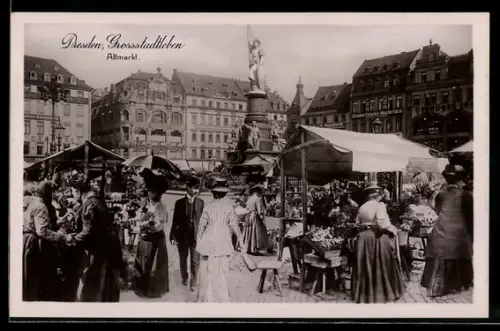 AK Dresden, Altmarkt mit Grossstadtleben