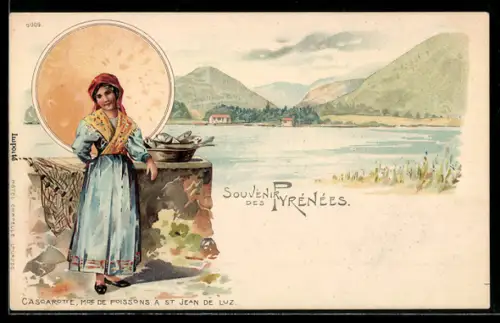 Lithographie St. Jean de Luz, Cascarotte, Mde de Poissons, Pyrenees