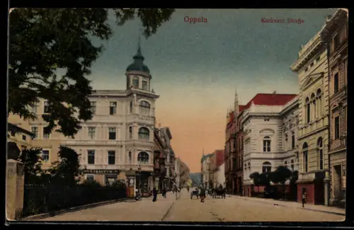 AK Oppeln, Blick in die Krakauer Strasse, Zigarrengeschäft