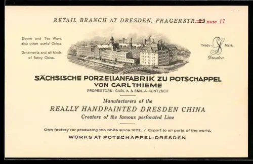 AK Potschappel, Sächsische Porzellanfabrik von Carl Thieme