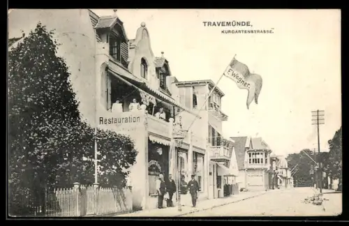 AK Travemünde, Restaurant F. Wegner in der Kurgartenstrasse