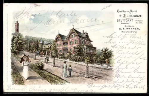 Lithographie Stuttgart-Hasenberg, Hotel Buchenhof