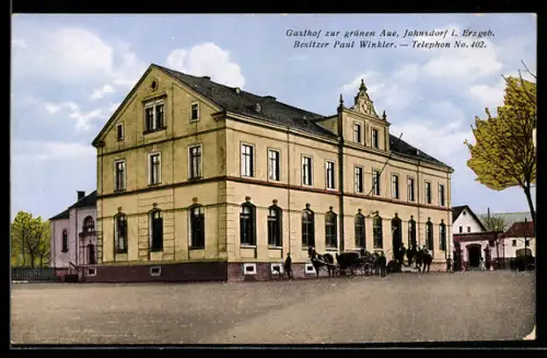 AK Jahnsdorf i. Erzgeb., Gasthof zur grünen Aue, Bes. Paul Winkler