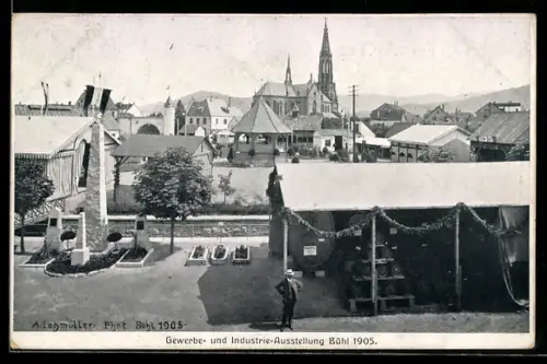 AK Bühl, Gewerbe- und Industrie-Ausstellung Bühl 1905, Denkmal