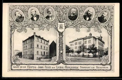 AK Frankfurt-Bockenheim, 50 Jahrfeier der Liebig-Realschule, Wappen