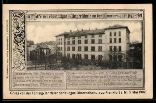 AK Frankfurt-Nordend, 50 Jahrfeier der Klinger-Oberrealschule 1907