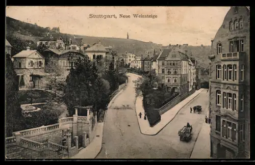 AK Stuttgart, Strasse Neue Weinsteige aus der Vogelschau