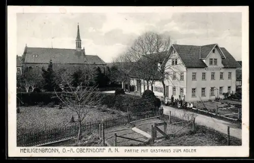 AK Heiligenbronn bei Oberndorf, Gasthaus zum Adler und Kirche aus der Vogelschau