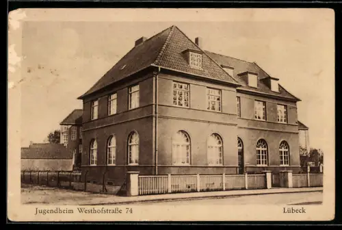 AK Lübeck, Jugendheim in der Westhofstrasse 74, Aussenansicht