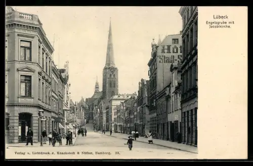 AK Lübeck, Jacobikirche in der Engelsgrube, Strasse