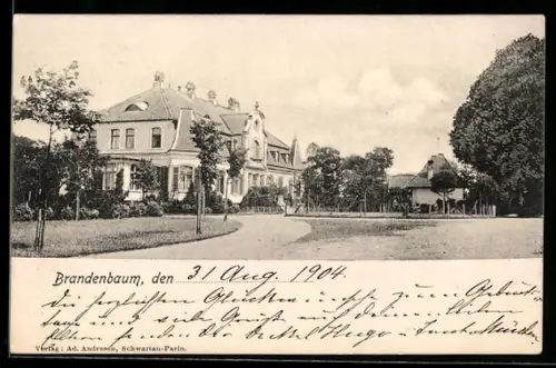 AK Lübeck, Partie in Brandenbaum mit Villa und Gartenanlagen