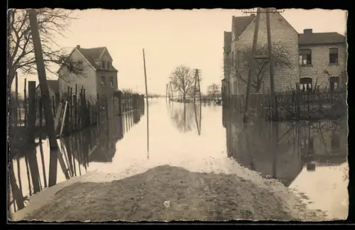 Foto-AK Bad Hönningen, Hochwasser in einer Ortspartie