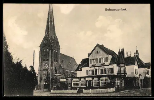 AK Schwarzenbek, Hotel Kaiserhof mit Kirche