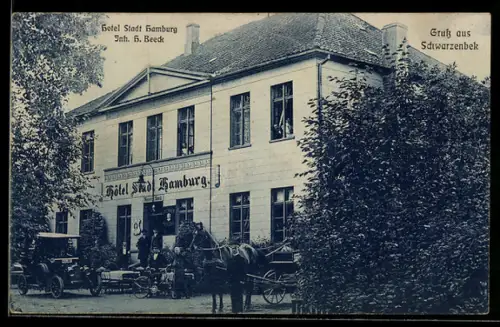 AK Schwarzenbek, Hotel Stadt Hamburg, Inh. H. Beeck, Aussenansicht
