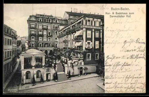 AK Baden-Baden, Kur- und Badehaus zum Darmstädter Hof