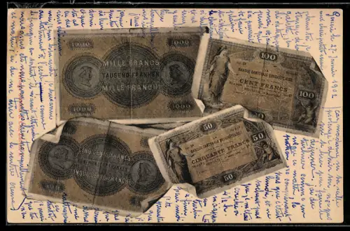 AK Diverse französische Francs-Scheine