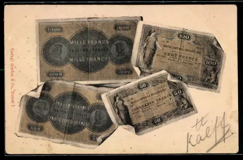 AK Diverse französische Francs-Scheine