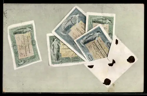 AK Diverse schweizerische Franken-Scheine in einem Briefumschlag