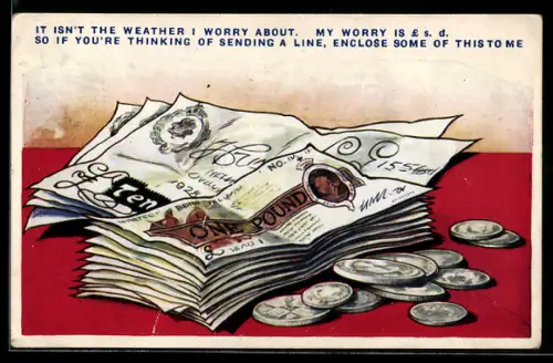 AK Bündel Geldscheine und Münzen