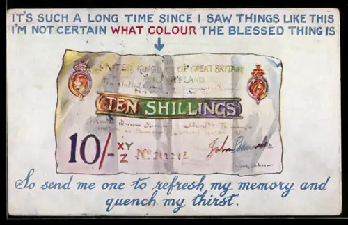 AK Zehn britische Shilling-Schein