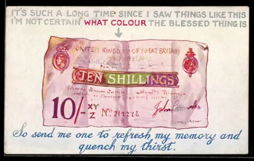 AK Zehn britische Shilling-Schein