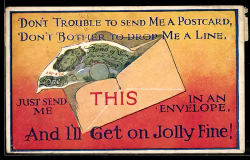 AK Britischer Geldschein über 1 Pfund im Briefkuvert