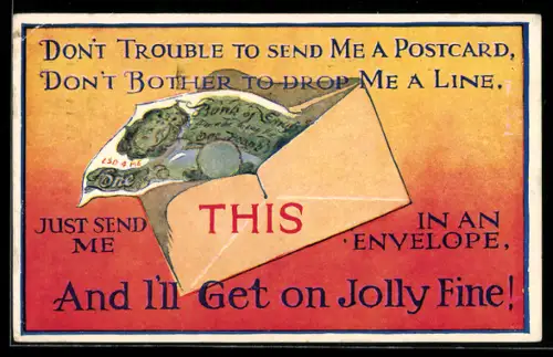 AK Britischer Geldschein über 1 Pfund im Briefkuvert