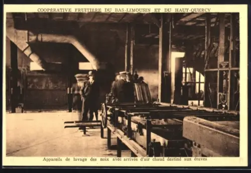 AK Les Quatre-Routes, Appareils de lavage des noix avec arrivée d`air chaud destiné aux étuves