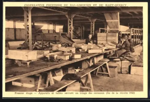 AK Les Quatre-Routes, Premier étage, Appareils et tables servant au triage des cerneaux