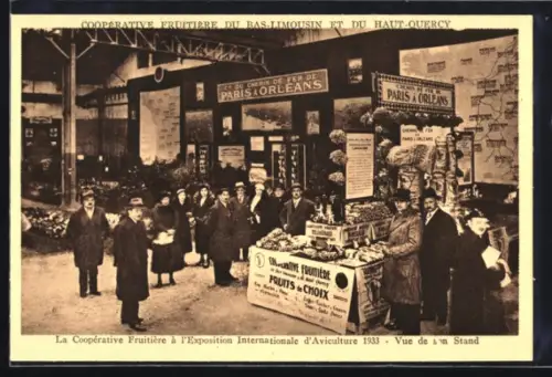 AK Les Quatre-Routes, La Coopérative Fruitière à l`Exposition Internationale d`Aviculture 1933