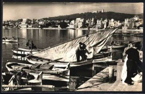 AK Palma /Mallorca, Detalle del Puerto, al fondo El Terreno