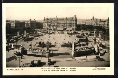 AK Barcelona, Placa de Catalunya vers el Tibidabo