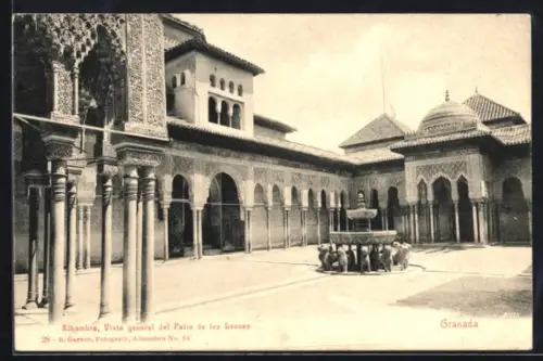AK Granada, Alhambra, Vista general del Patio de los Leones