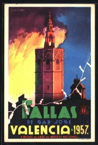 Künstler-AK Valencia, Fallas Valencia 1957