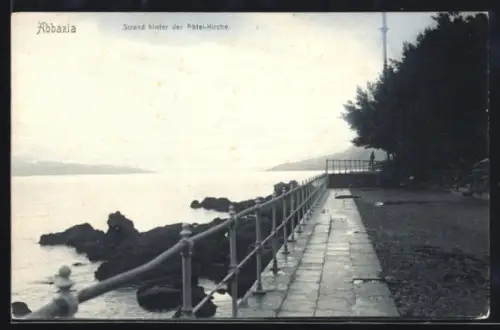 AK Abbazia, Strand hinter der Abtei-Kirche