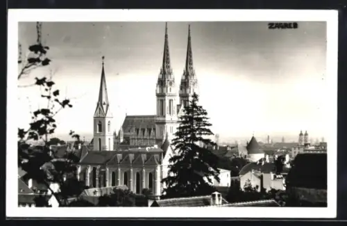 AK Zagreb, Panorama mit Kirche